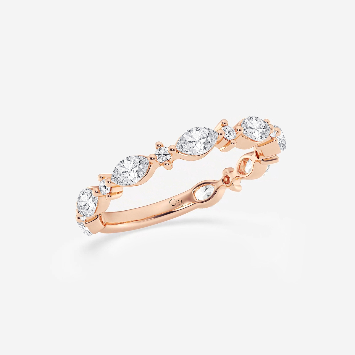 5/8 ctw Round and Marquise Lab Grown Diamond Alternating Wedding Band 14K Rose Gold, F, VS2