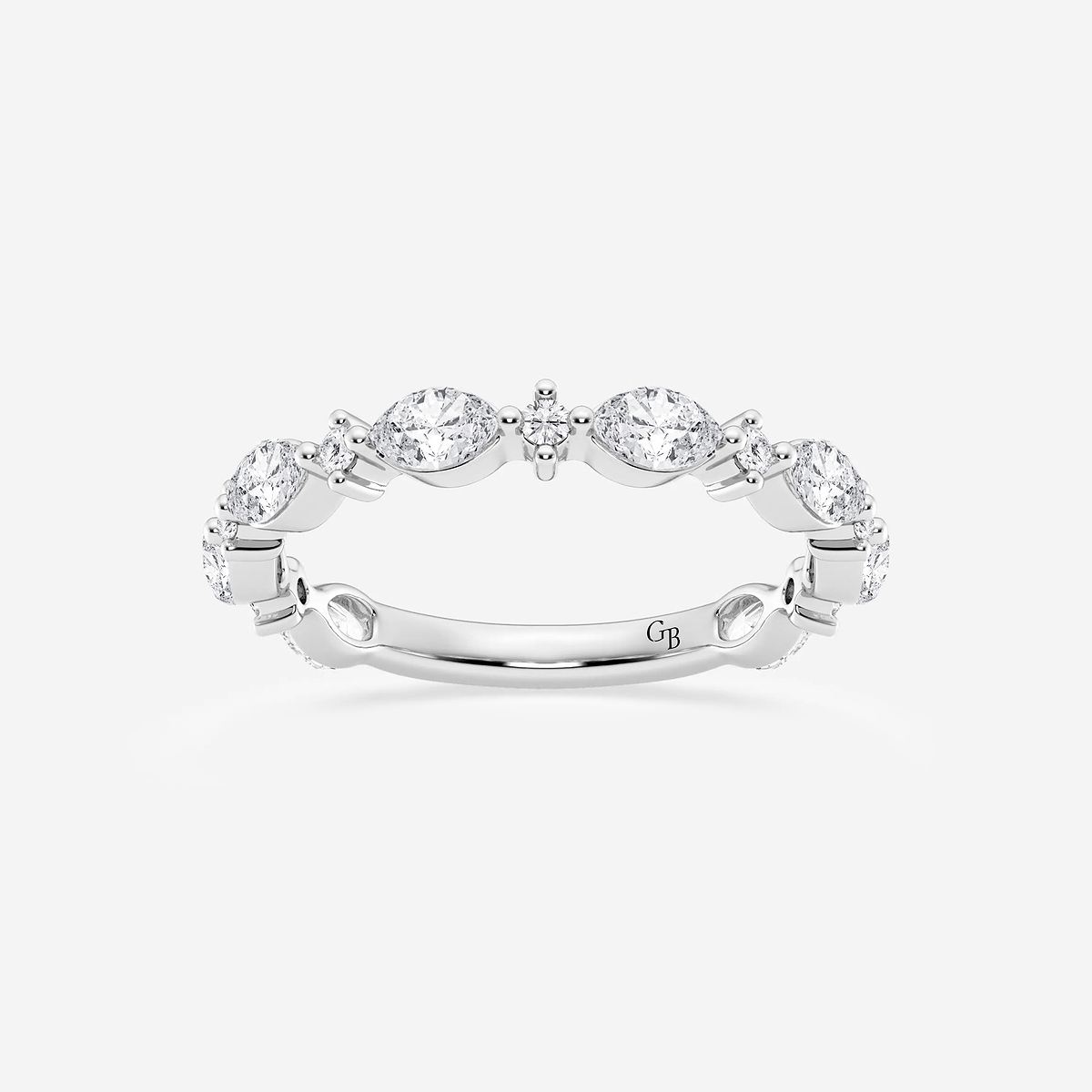 5/8 ctw Round and Marquise Lab Grown Diamond Alternating Wedding Band Platinum, F, VS2