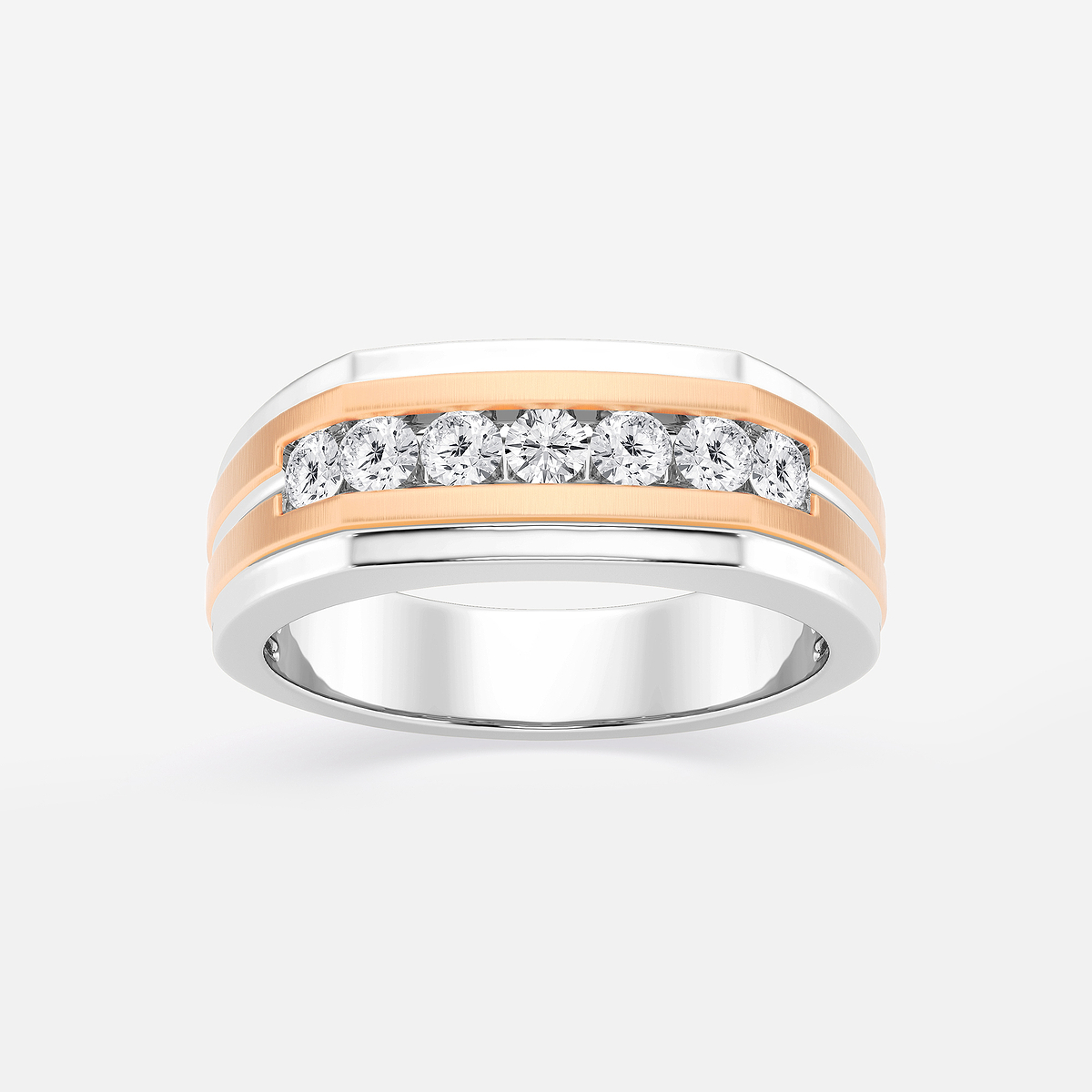 1/2 ctw Round Lab Grown Diamond Seven-Stone Wedding Band with Satin Finish