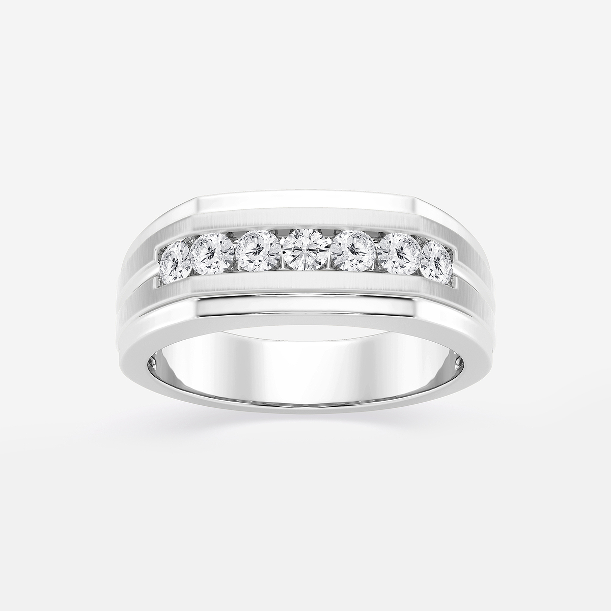 1/2 ctw Round Lab Grown Diamond Seven-Stone Wedding Band with Satin Finish