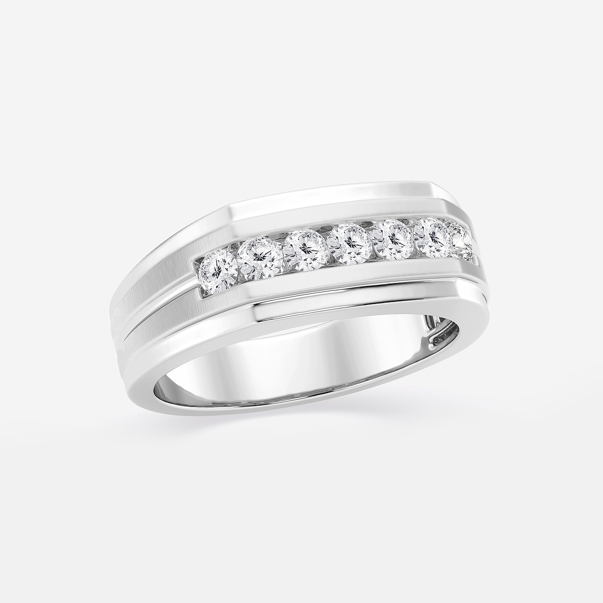 Additional Image 1 for  1/2 ctw Round Lab Grown Diamond Seven-Stone Wedding Band with Satin Finish