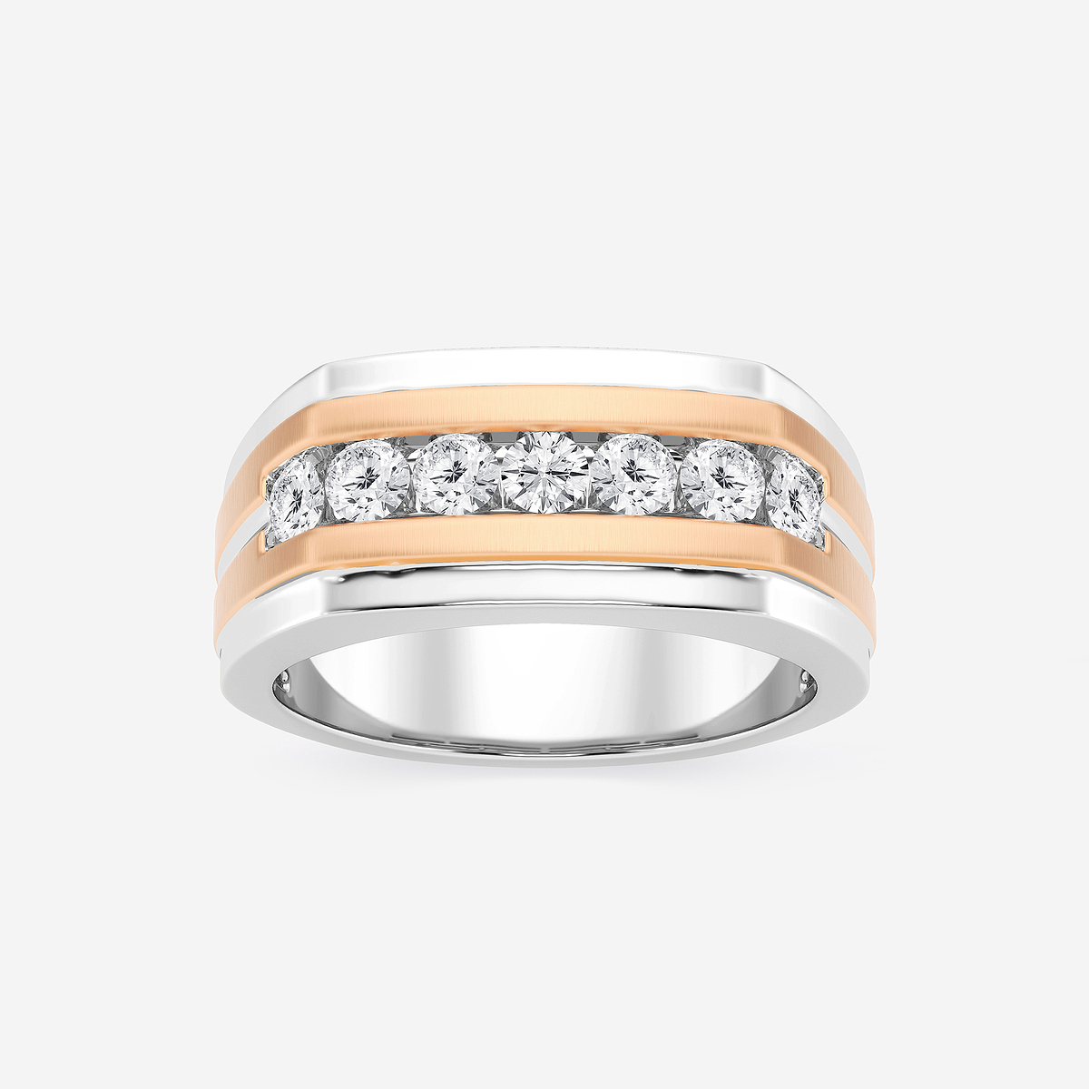 3/4 ctw Round Lab Grown Diamond Seven-Stone Wedding Band with Satin Finish
