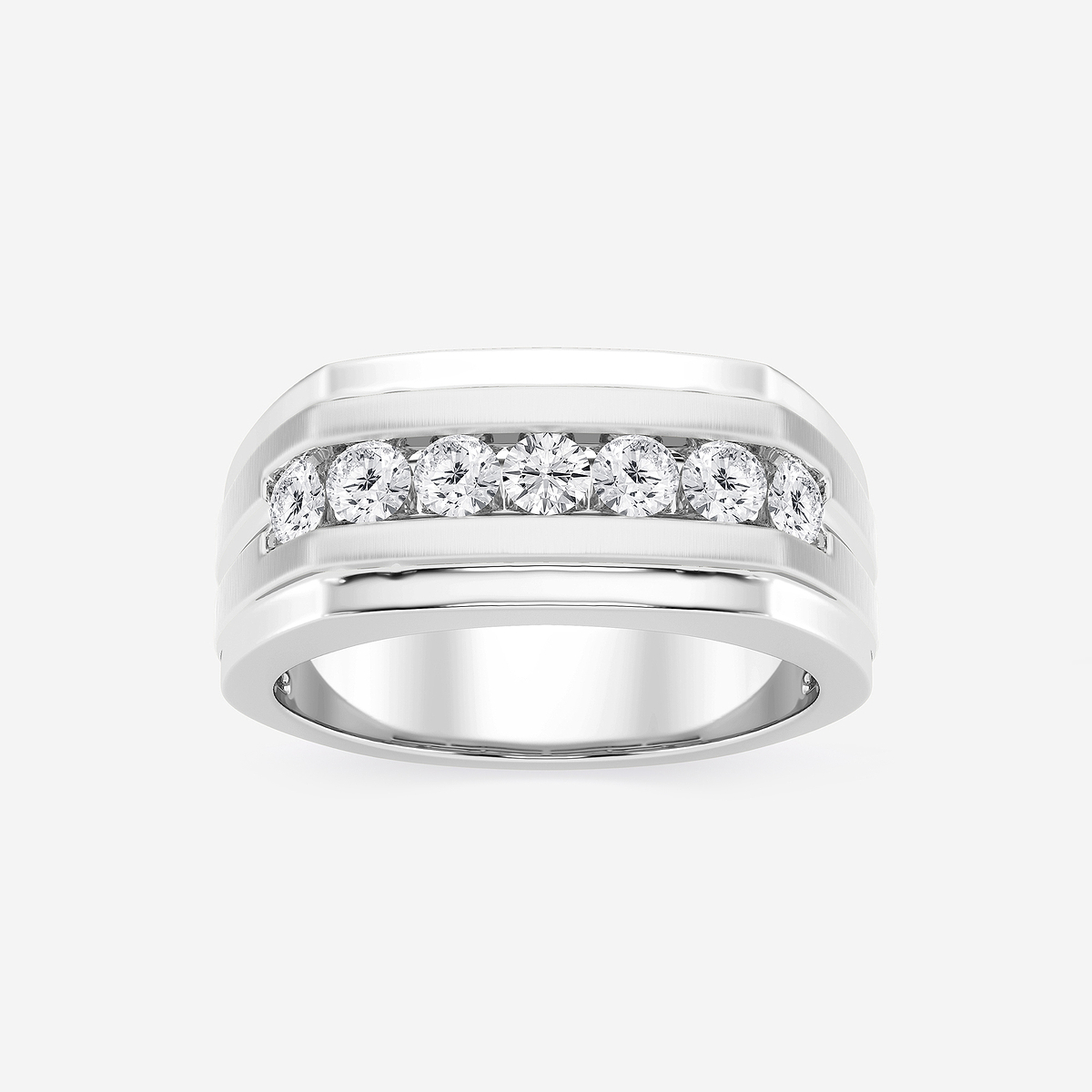 3/4 ctw Round Lab Grown Diamond Seven-Stone Wedding Band with Satin Finish