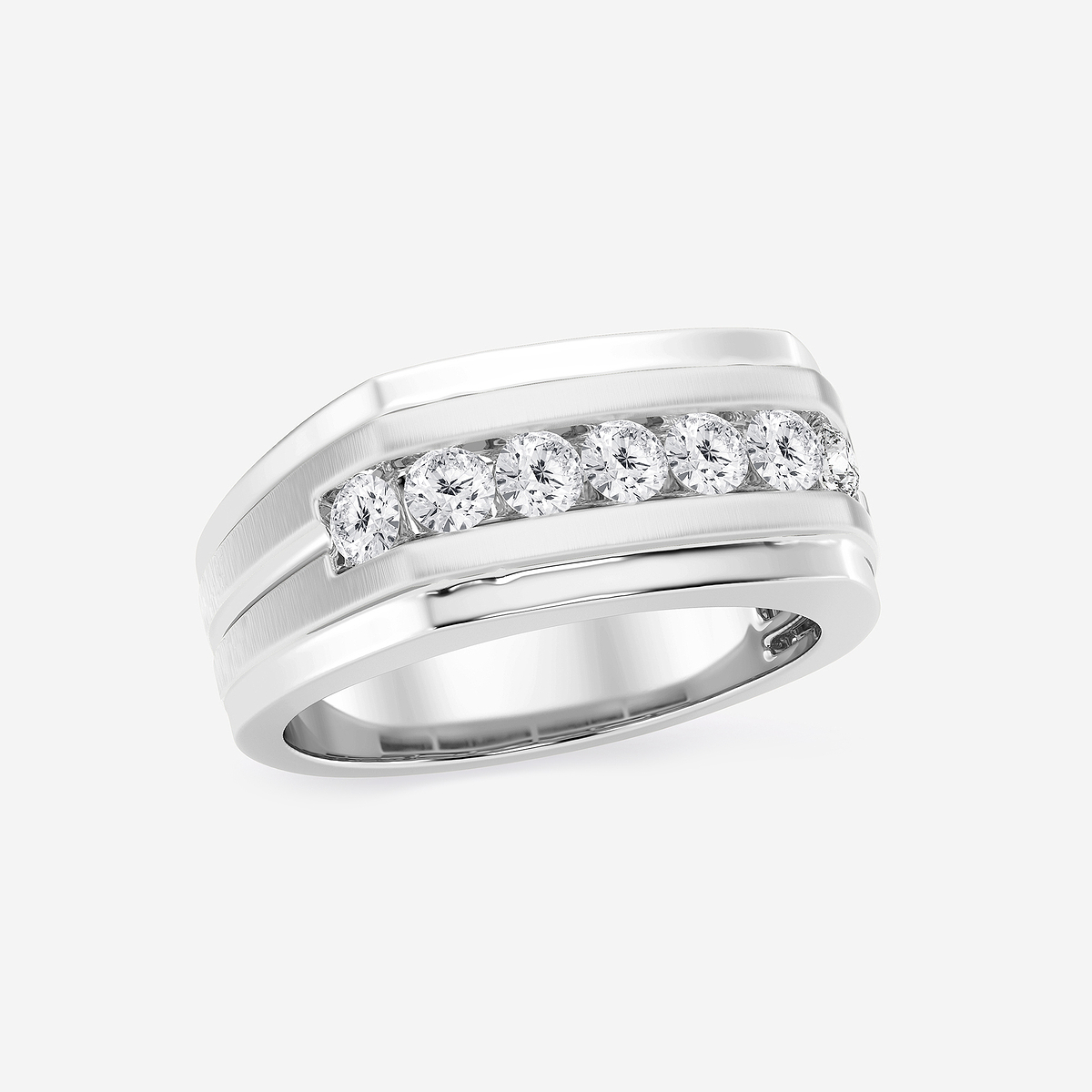Additional Image 1 for  3/4 ctw Round Lab Grown Diamond Seven-Stone Wedding Band with Satin Finish