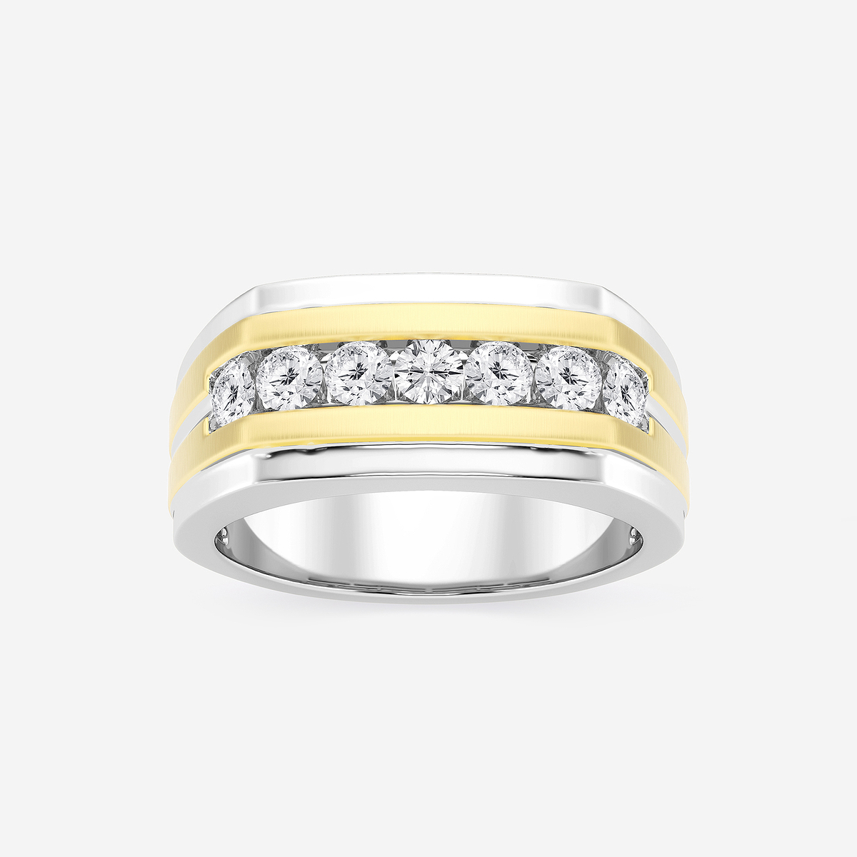 3/4 ctw Round Lab Grown Diamond Seven-Stone Wedding Band with Satin Finish