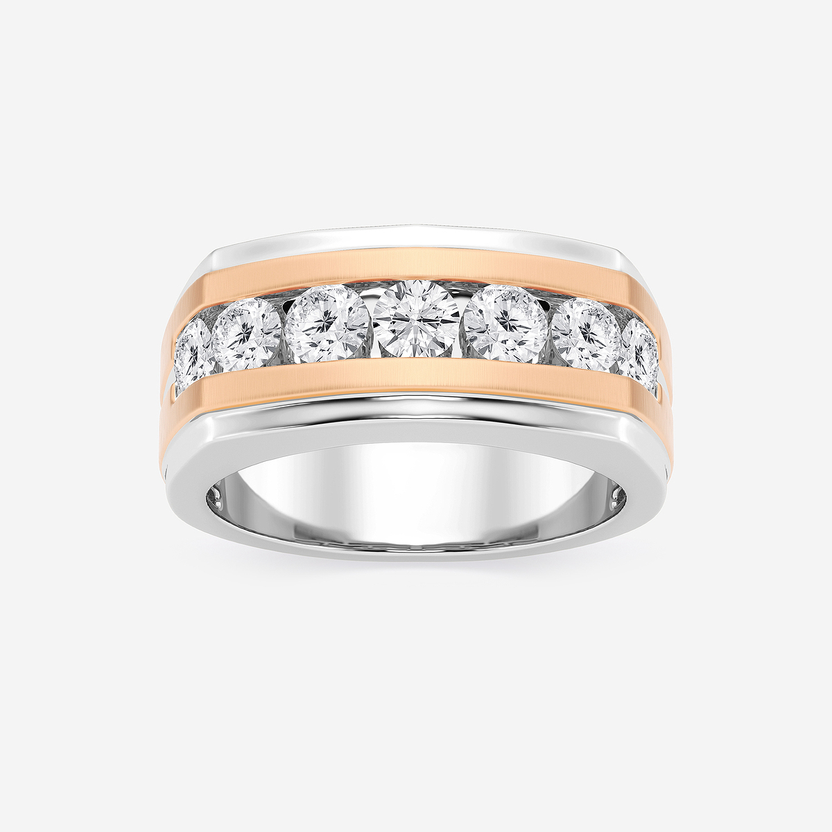 1 1/2 ctw Round Lab Grown Diamond Seven-Stone Wedding Band with Satin Finish