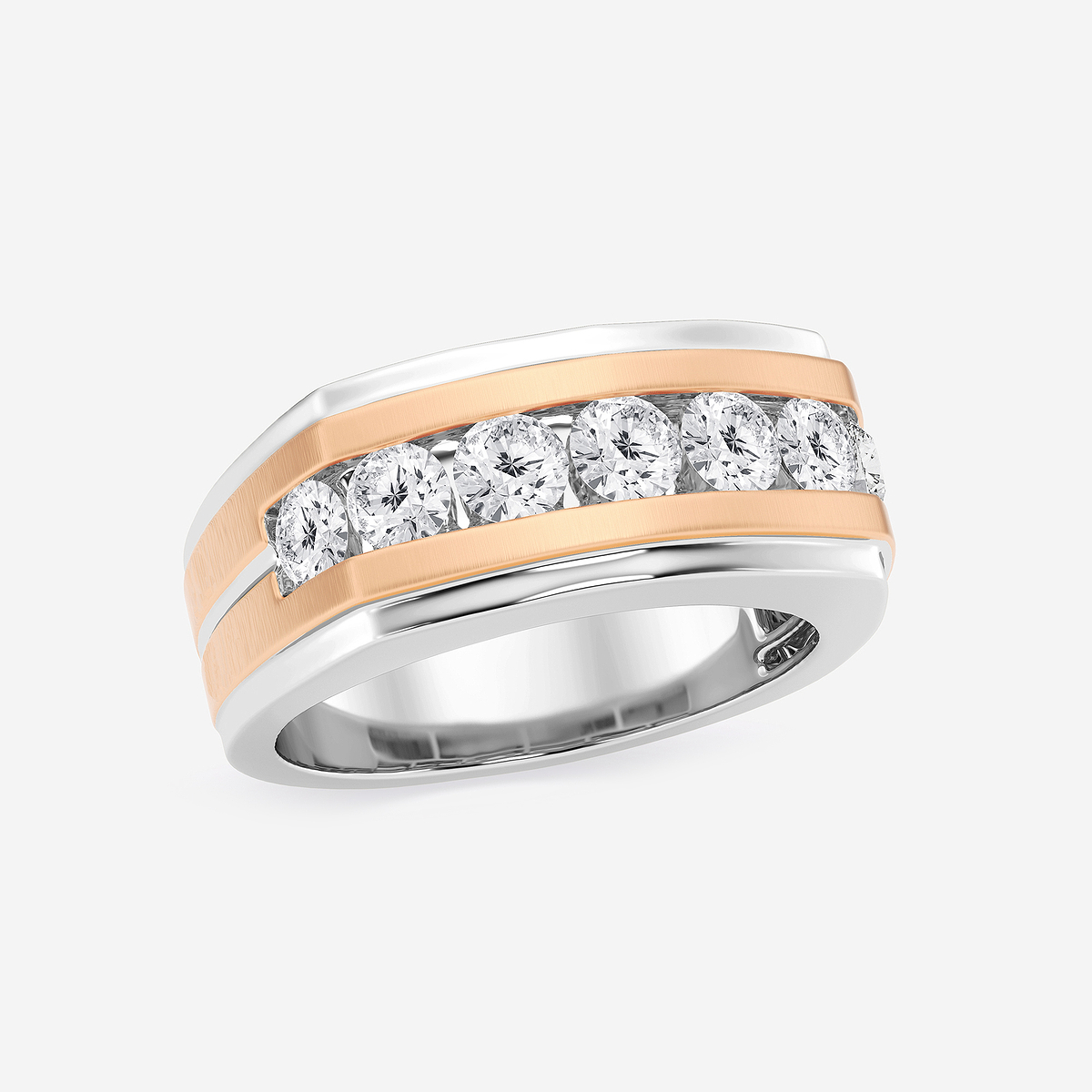Additional Image 1 for  1 1/2 ctw Round Lab Grown Diamond Seven-Stone Wedding Band with Satin Finish