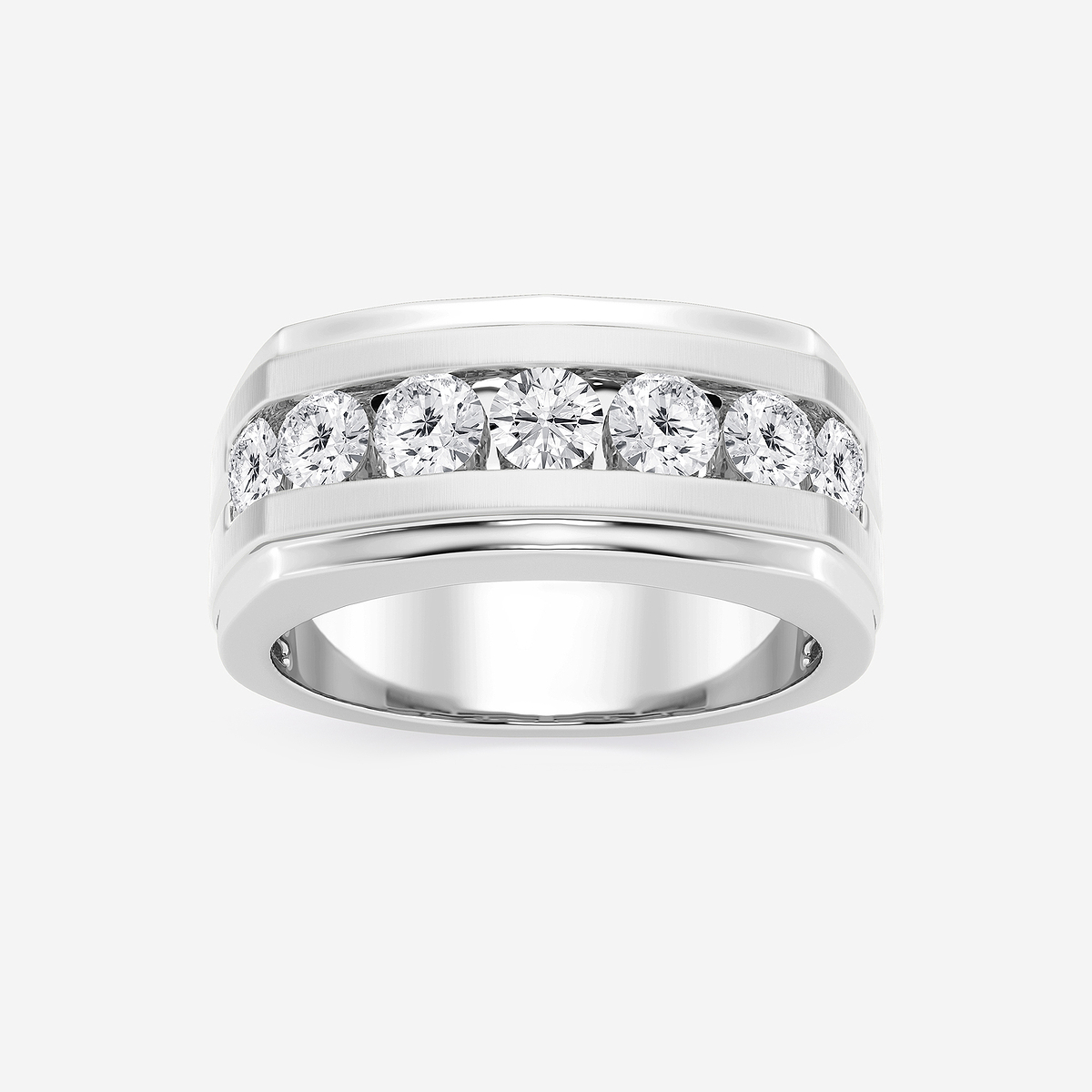 1 1/2 ctw Round Lab Grown Diamond Seven-Stone Wedding Band with Satin Finish