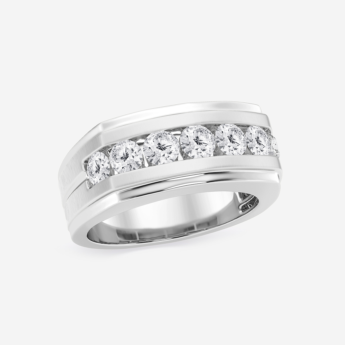 Additional Image 1 for  1 1/2 ctw Round Lab Grown Diamond Seven-Stone Wedding Band with Satin Finish