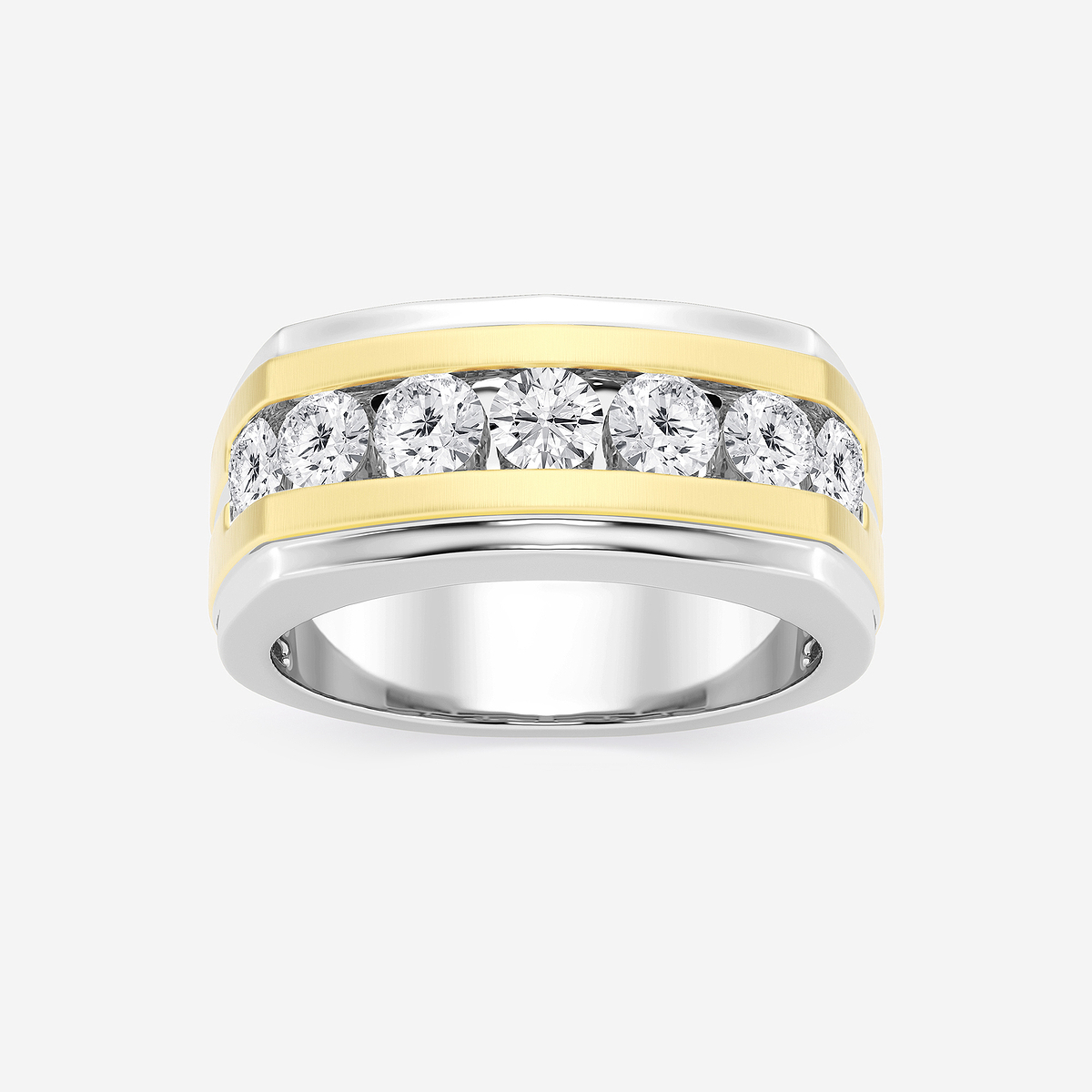 1 1/2 ctw Round Lab Grown Diamond Seven-Stone Wedding Band with Satin Finish