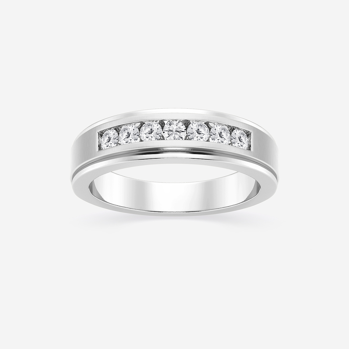 1/2 ctw Round Lab Grown Diamond Seven-Stone Wedding Band with Satin Finish