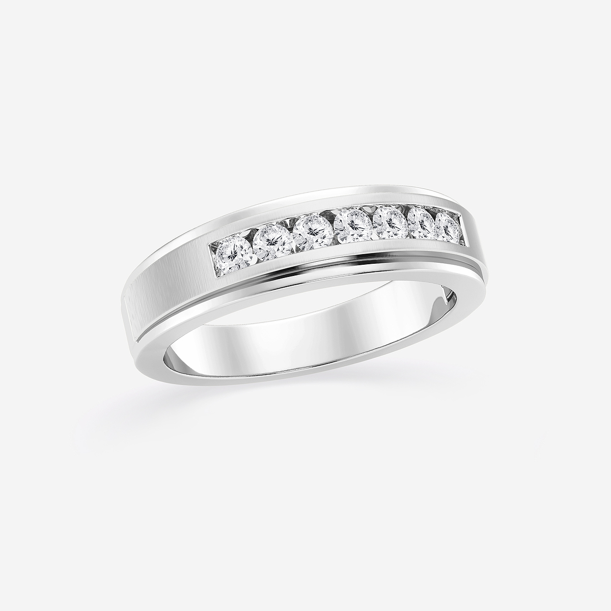 Additional Image 1 for  1/2 ctw Round Lab Grown Diamond Seven-Stone Wedding Band with Satin Finish