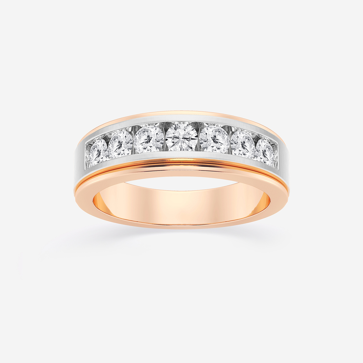 1 ctw Round Lab Grown Diamond Seven-Stone Wedding Band with Satin Finish