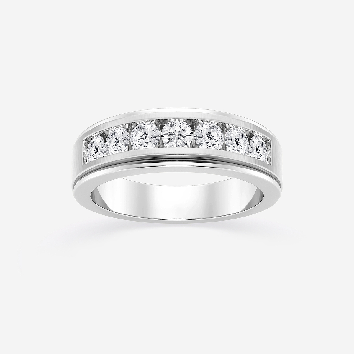 1 ctw Round Lab Grown Diamond Seven-Stone Wedding Band with Satin Finish