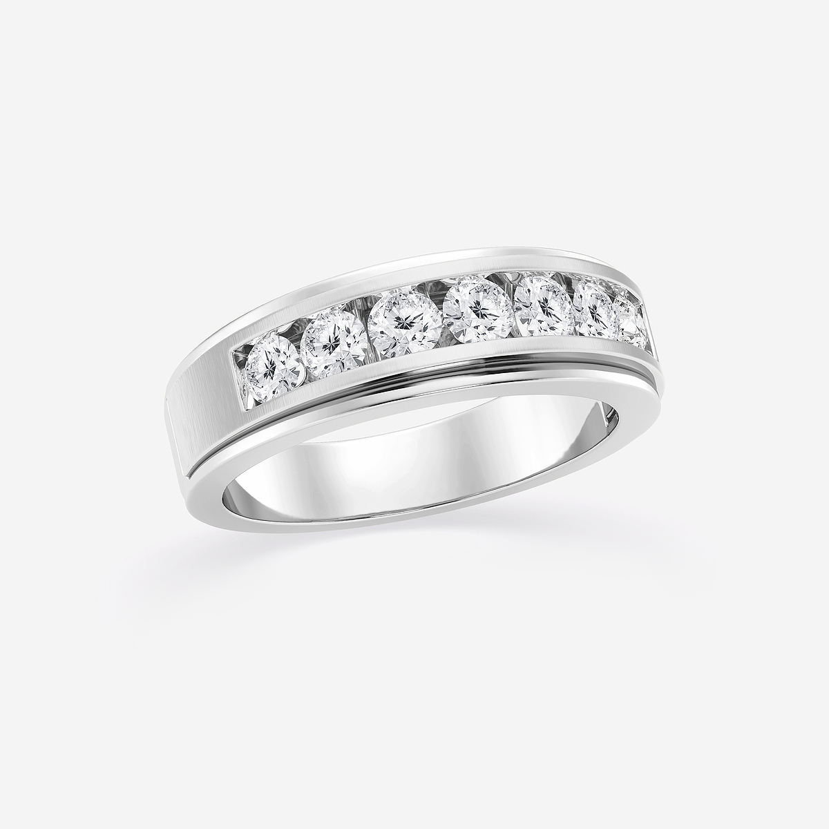 Additional Image 1 for  1 ctw Round Lab Grown Diamond Seven-Stone Wedding Band with Satin Finish