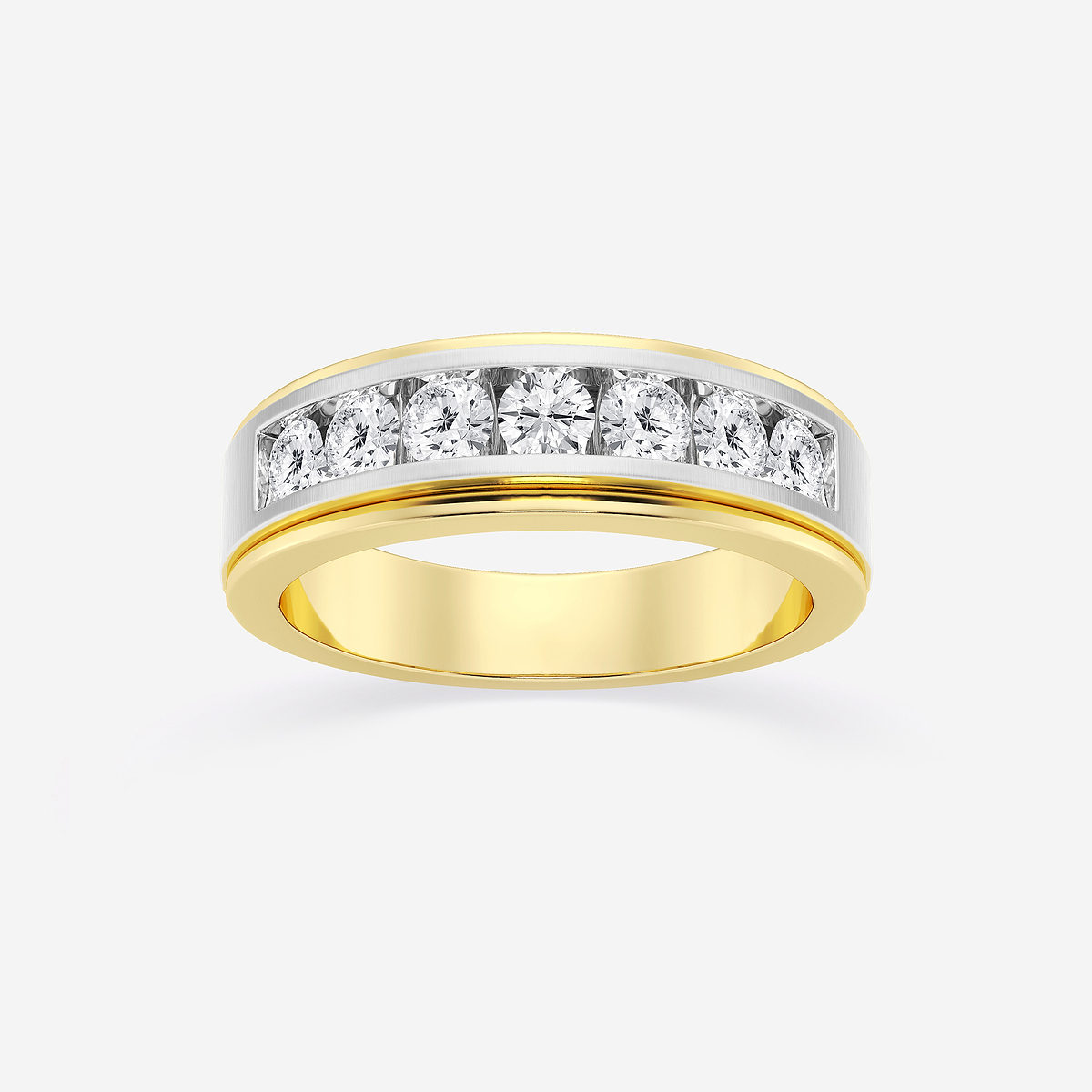1 ctw Round Lab Grown Diamond Seven-Stone Wedding Band with Satin Finish