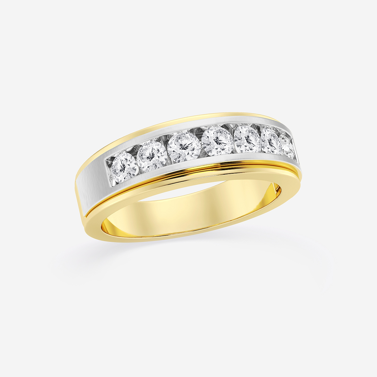 Additional Image 1 for  1 ctw Round Lab Grown Diamond Seven-Stone Wedding Band with Satin Finish