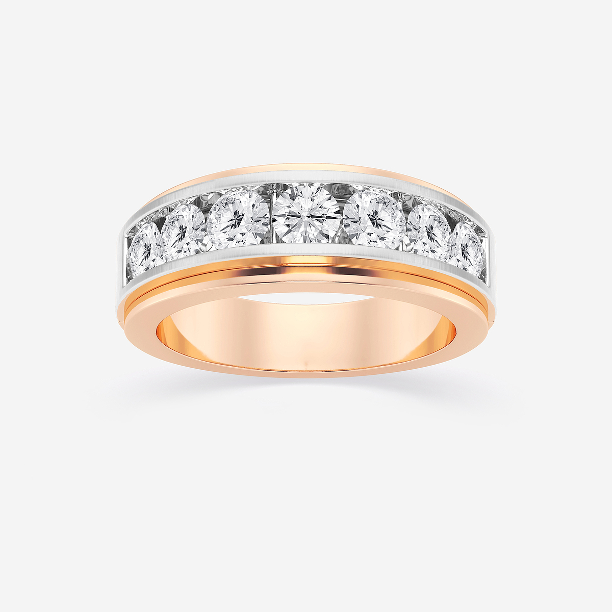 2 ctw Round Lab Grown Diamond Seven-Stone Wedding Band with Satin Finish
