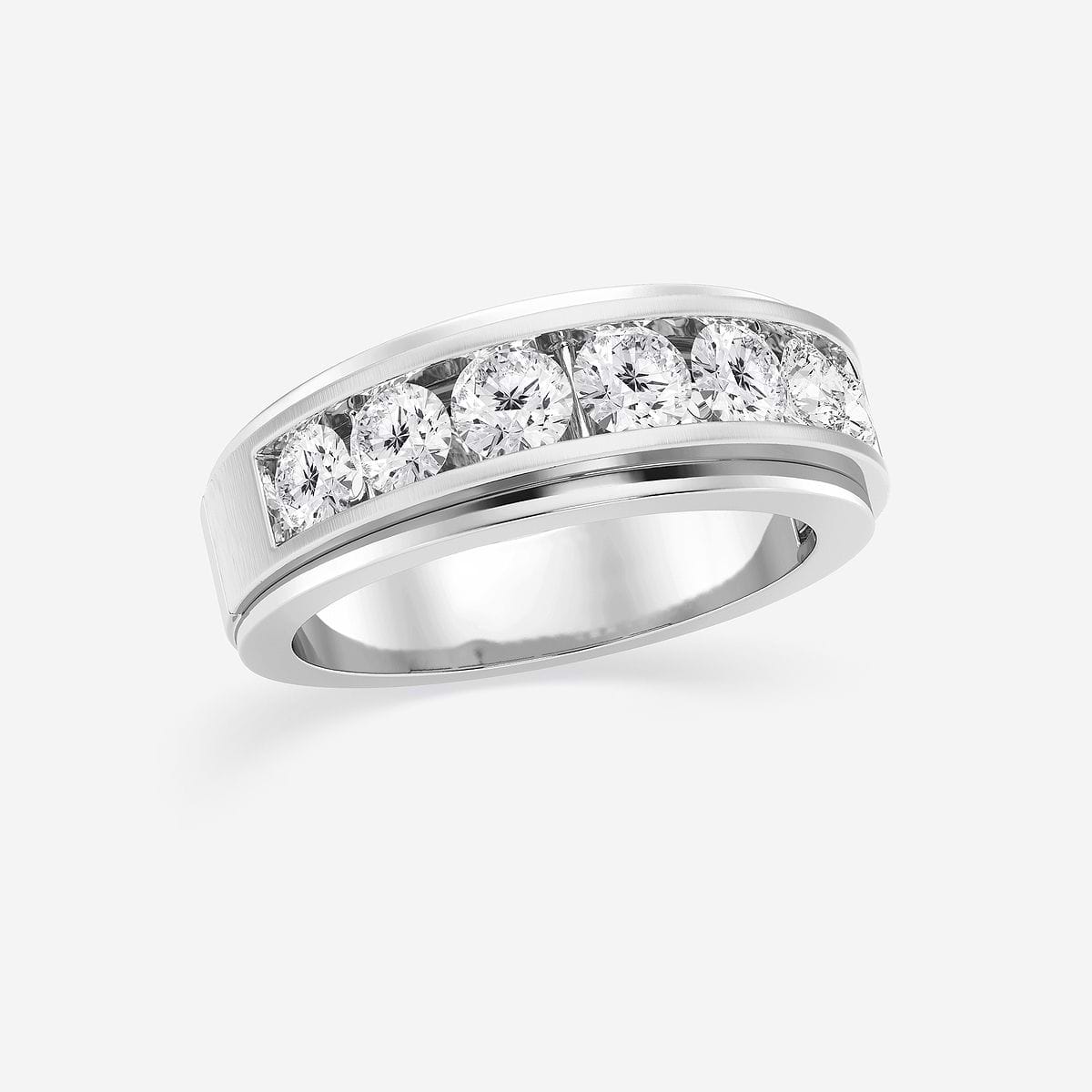 Additional Image 1 for  2 ctw Round Lab Grown Diamond Seven-Stone Wedding Band with Satin Finish