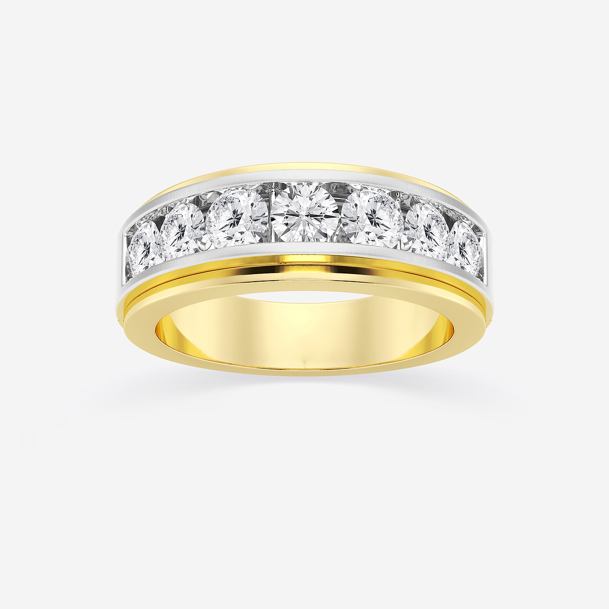 2 ctw Round Lab Grown Diamond Seven-Stone Wedding Band with Satin Finish