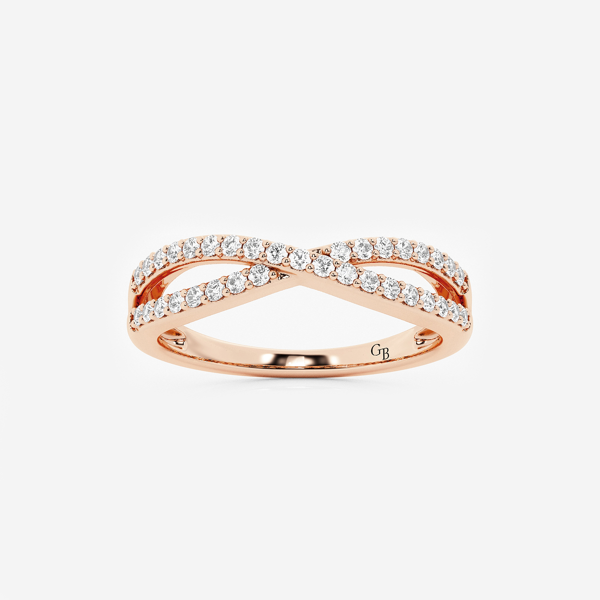 1/4 ctw Round Lab Grown Diamond Crossover Wedding Band