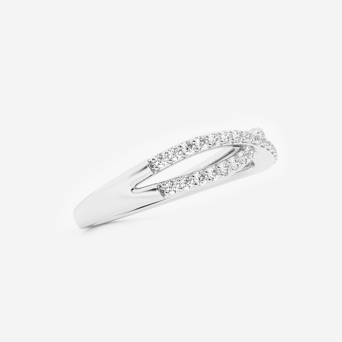 Additional Image 1 for  1/4 ctw Round Lab Grown Diamond Crossover Wedding Band