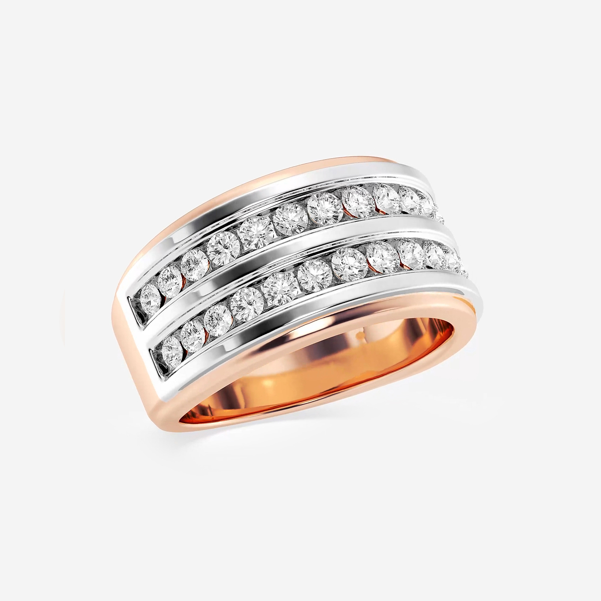 Additional Image 1 for  1 1/2 ctw Round Lab Grown Diamond Men\'s Double Row Channel Set Wedding Band
