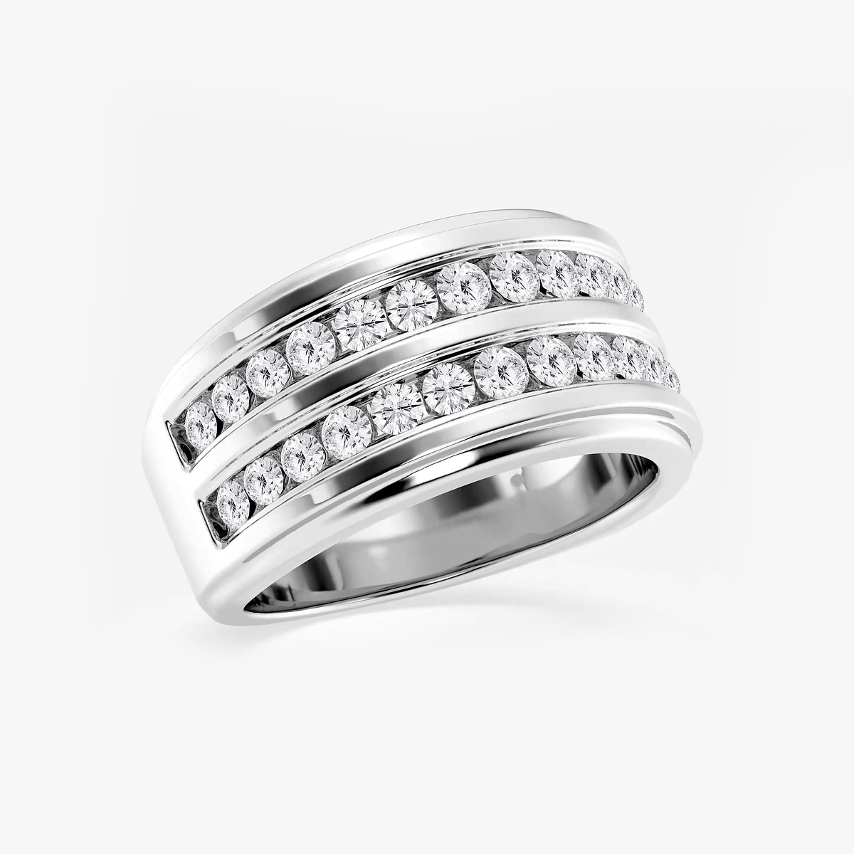 Additional Image 1 for  1 1/2 ctw Round Lab Grown Diamond Men\'s Double Row Channel Set Wedding Band