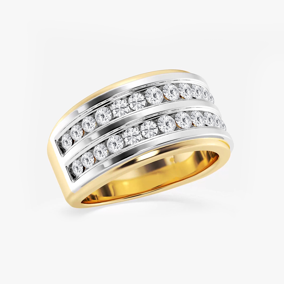 Additional Image 1 for  1 1/2 ctw Round Lab Grown Diamond Men's Double Row Channel Set Wedding Band