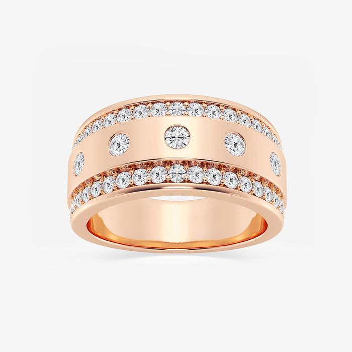 Floating Round Band - 1 1/4 ctw Round Lab Grown Diamond Men's Floating Wedding Band