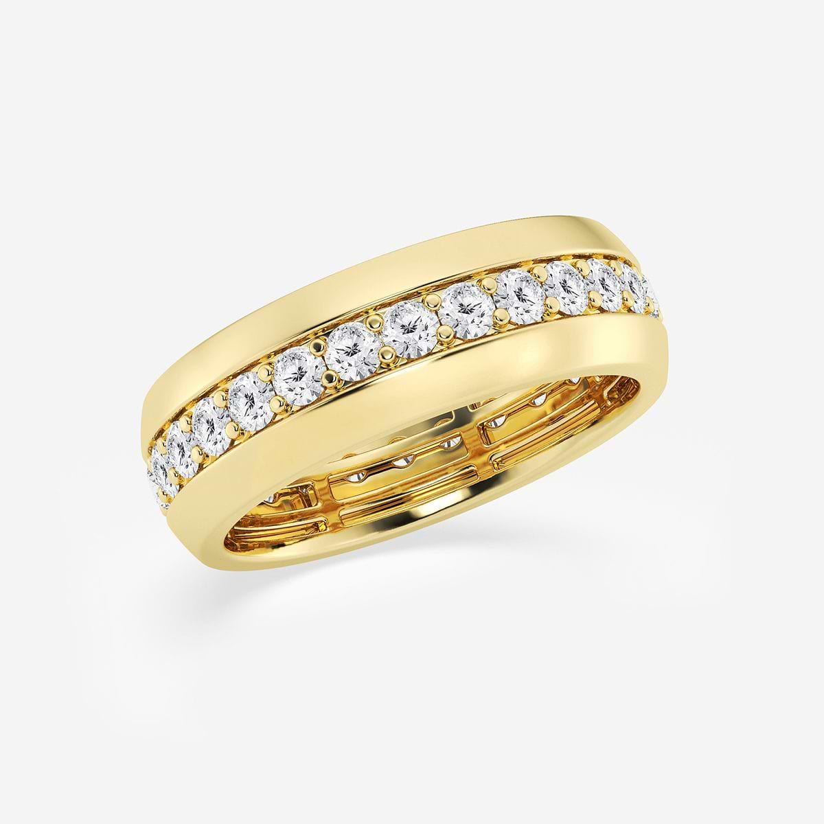 2 ctw Round Lab Grown Diamond Mens Eternity Band - 7.3mm Width 14K Yellow Gold, F, VS2