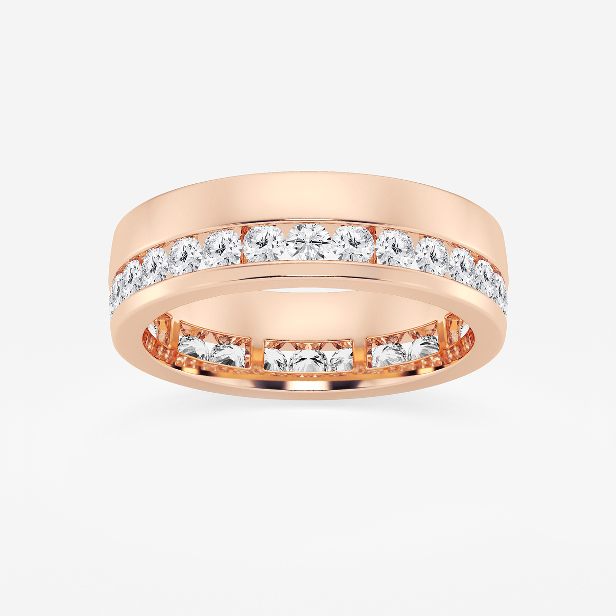 2 ctw Round Lab Grown Diamond High Polish Men\'s Eternity Band  - 6.7mm Width