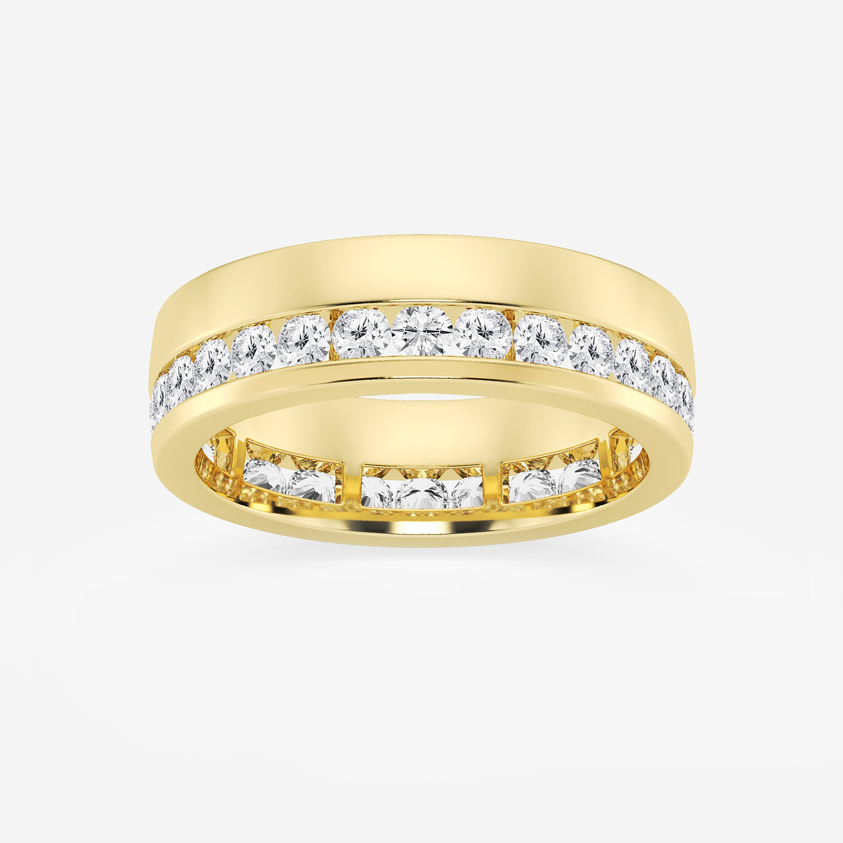 2 ctw Round Lab Grown Diamond High Polish Men\'s Eternity Band  - 6.7mm Width
