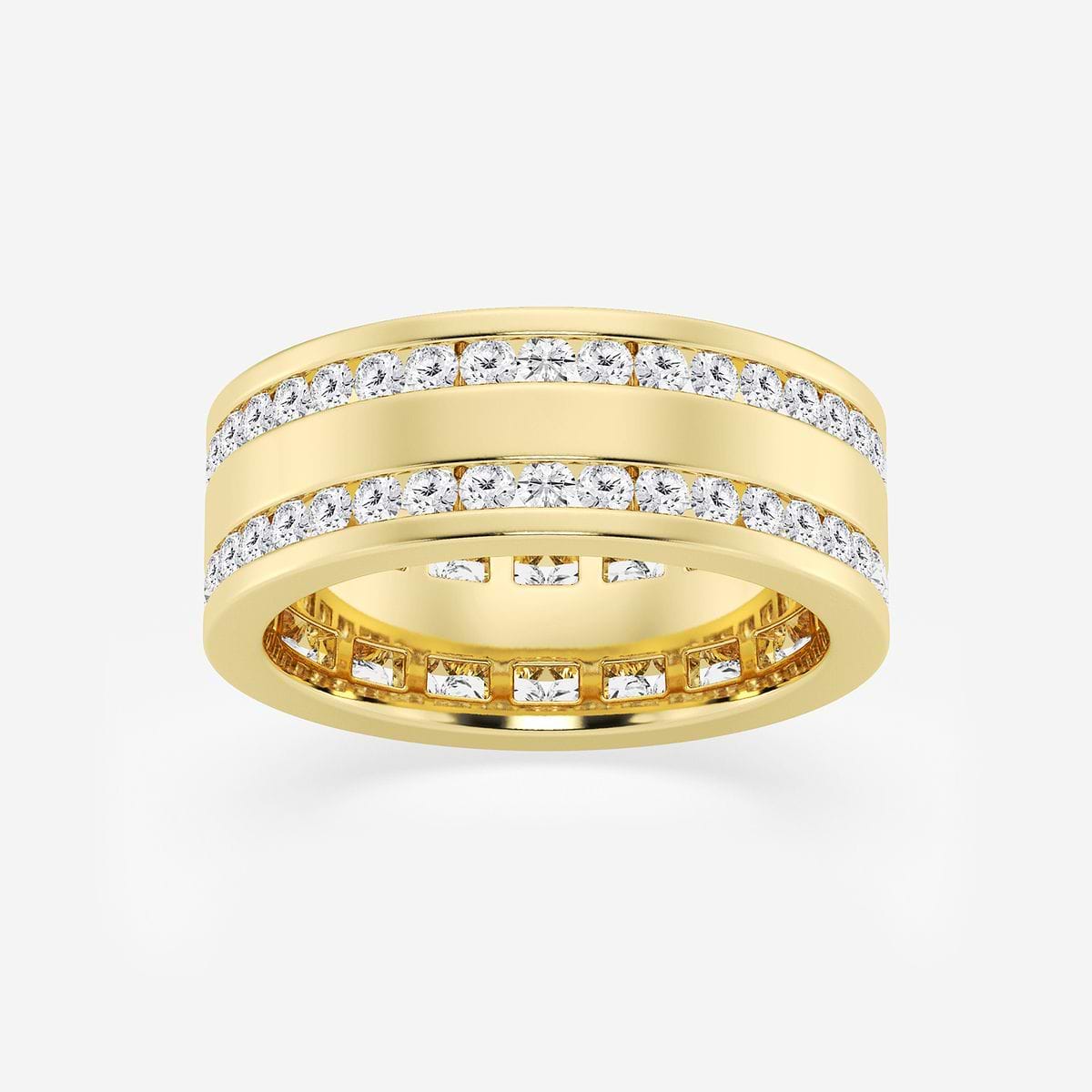 1 7/8 ctw Round Lab Grown Diamond Mens Eternity Band - 8.4mm Width 14K Yellow Gold, F, VS2