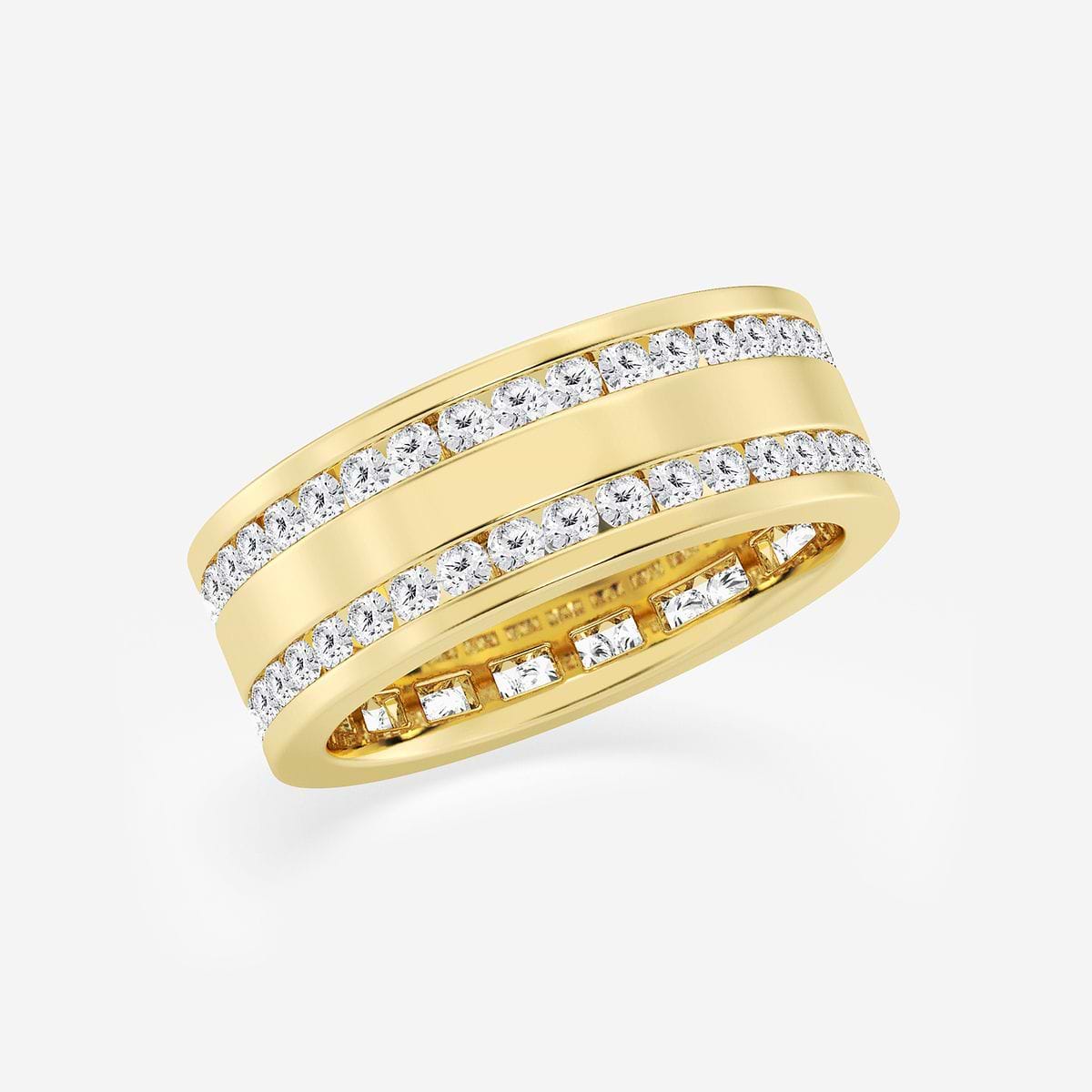 1 7/8 ctw Round Lab Grown Diamond Mens Eternity Band - 8.4mm Width 14K Yellow Gold, F, VS2