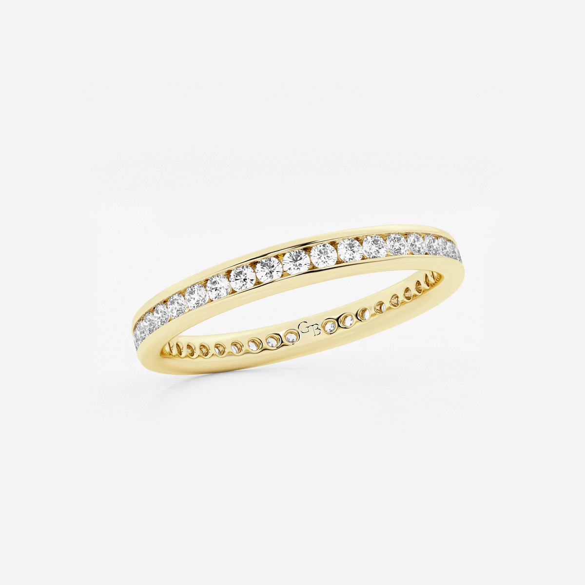 1 ctw Round Lab Grown Diamond Channel Set Eternity Band - 3mm Width 14K Yellow Gold, E+, VS1+