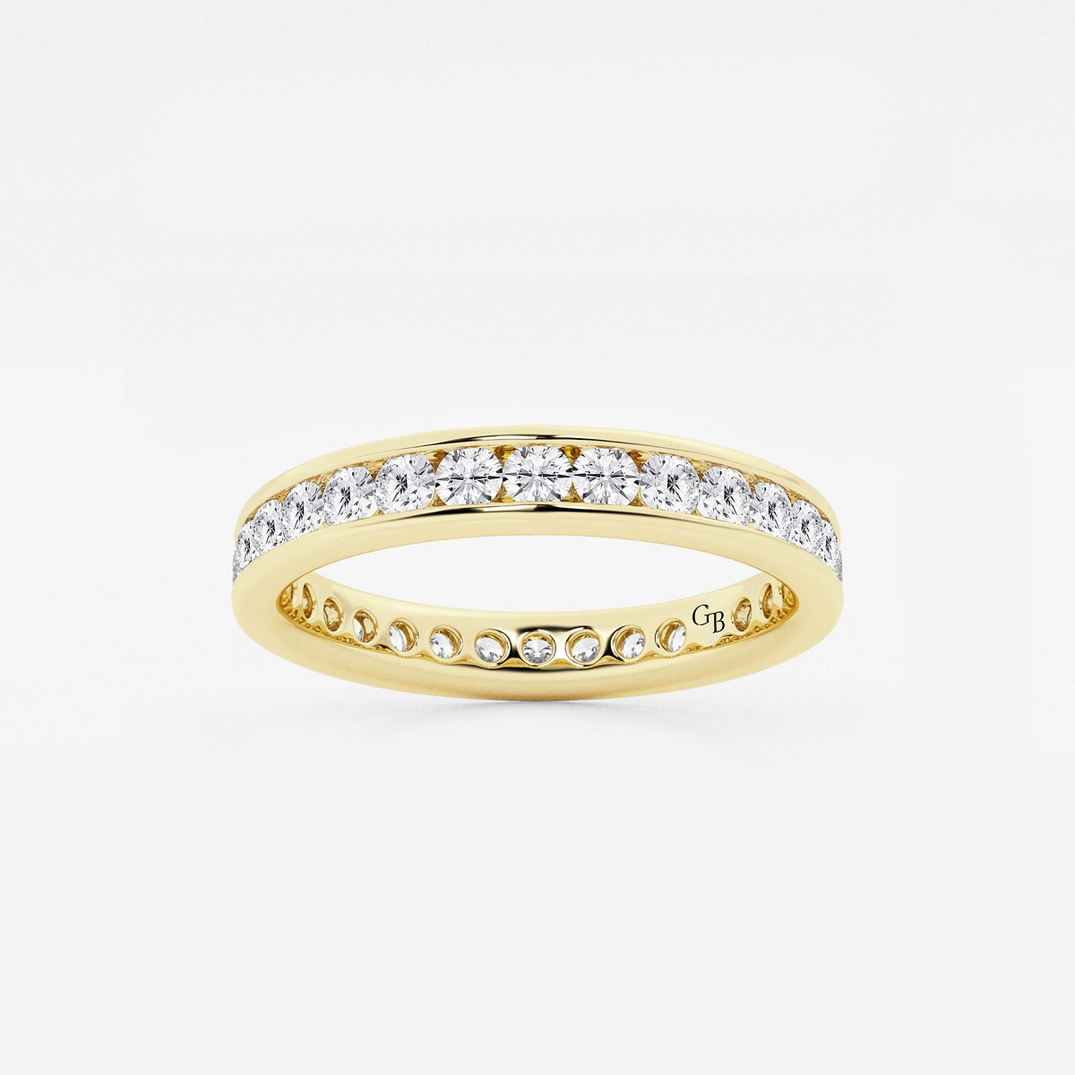 1 ctw Round Lab Grown Diamond Channel Set Eternity Band - 3mm Width 14K Yellow Gold, E+, VS1+