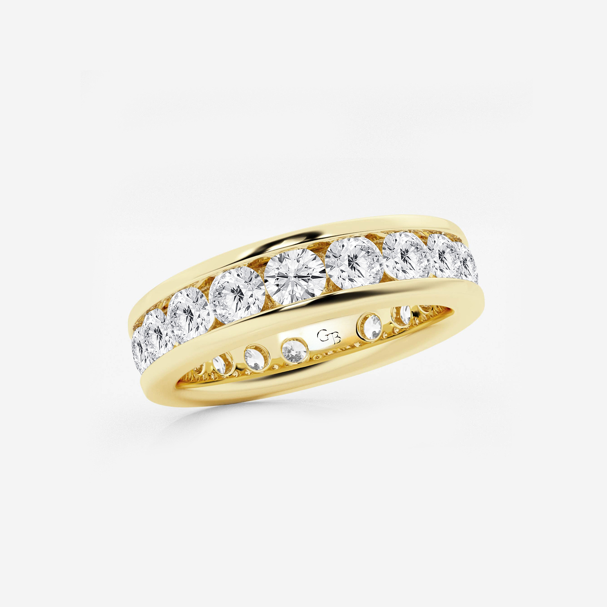 3 ctw Round Lab Grown Diamond Channel Set Eternity Band - 4.8mm Width 14K Yellow Gold, F, VS2