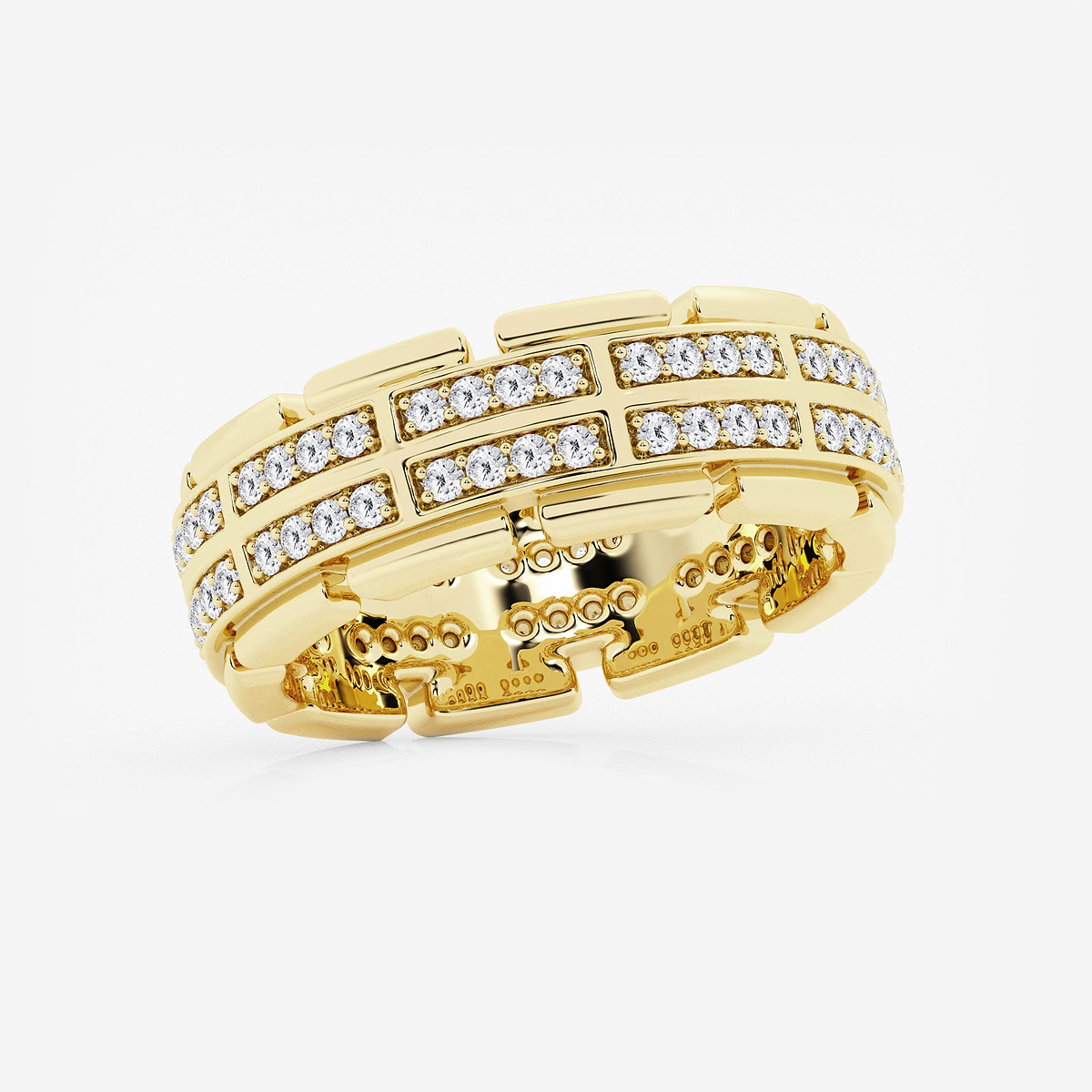 Additional Image 1 for  1 ctw Round Lab Grown Diamond Men\'s Multi-Row Eternity Band - 8.1mm Width