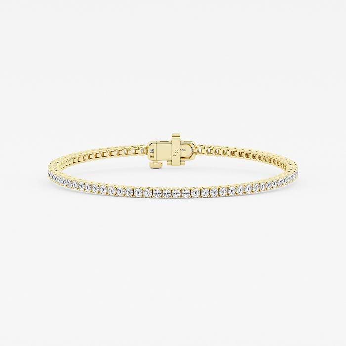 3 ctw Round Lab Grown Diamond Petite Tennis Bracelet - 7 Inches 14K Yellow Gold, F, VS2