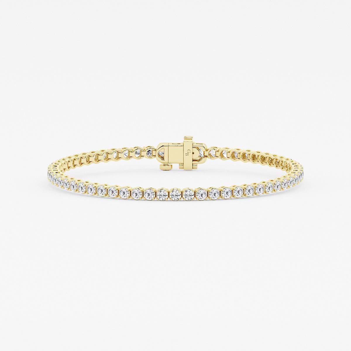 3 ctw Round Lab Grown Diamond Petite Tennis Bracelet - 8 Inches 14K Yellow Gold, F, VS2