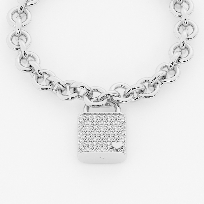2 1/2 ctw Round Lab Grown Diamond Pave Lock Bracelet