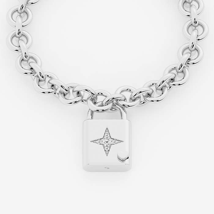 1/3 ctw Round Lab Grown Diamond Star Design Lock Bracelet