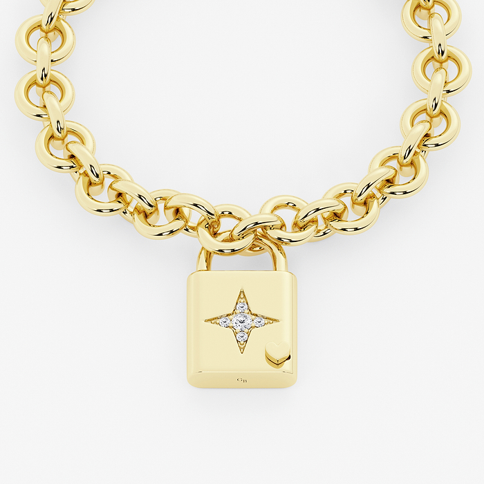 1/3 ctw Round Lab Grown Diamond Star Design Lock Bracelet