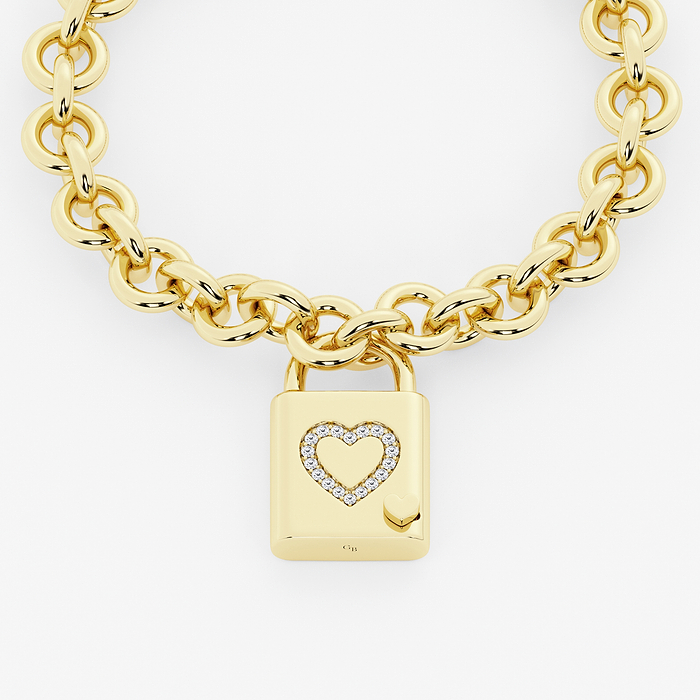 1/3 ctw Round Lab Grown Diamond Heart Design Lock Bracelet