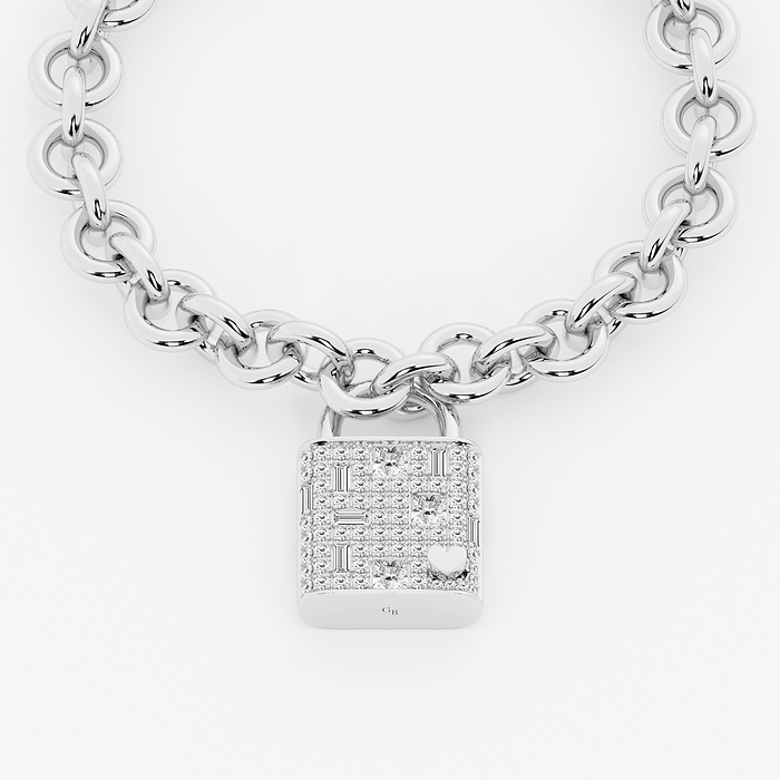 3 1/2 ctw Round & Baguette Lab Grown Diamond Scatter Lock Bracelet