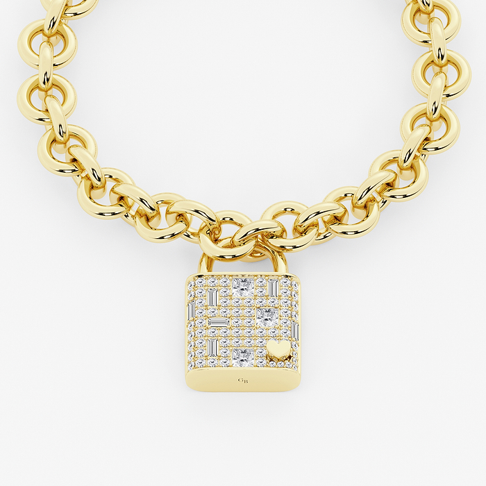 3 1/2 ctw Round & Baguette Lab Grown Diamond Scatter Lock Bracelet