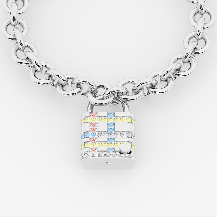 1 1/2 ctw Round Lab Grown Diamond Plaid Lock Bracelet