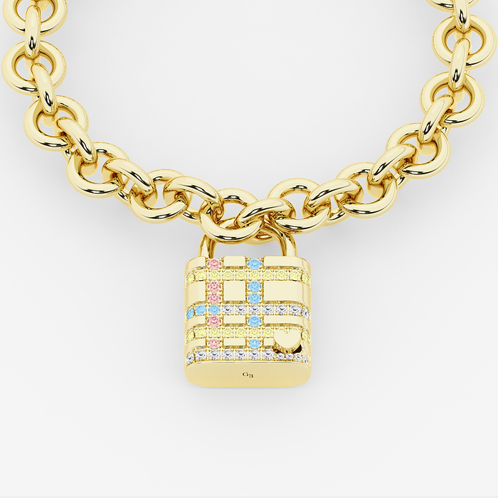 1 1/2 ctw Round Lab Grown Diamond Plaid Lock Bracelet