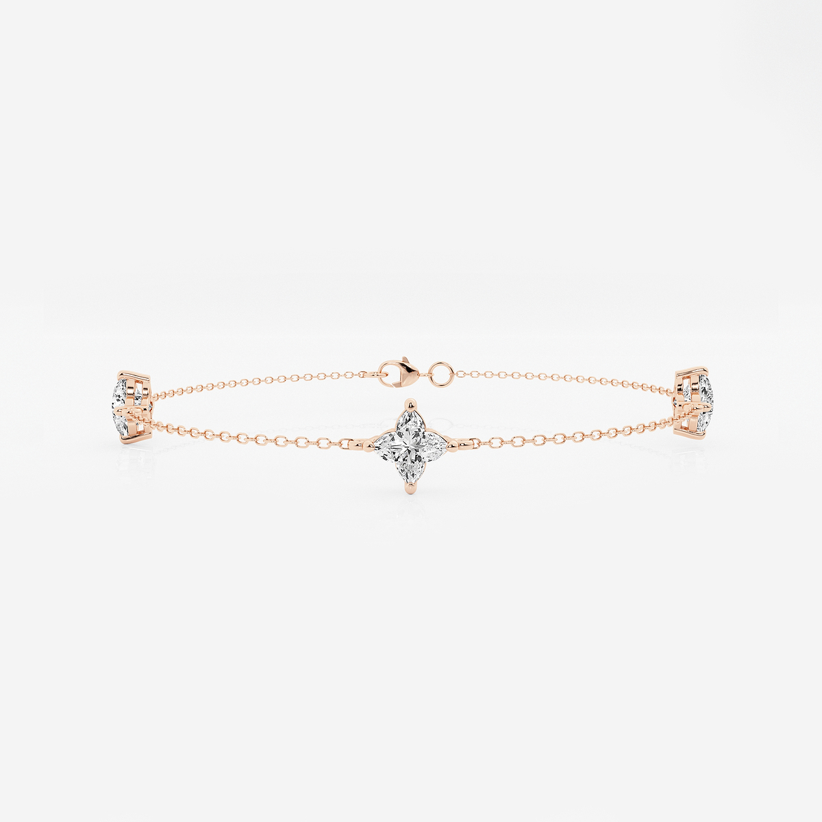 1 1/2 ctw Flower Lab Grown Diamond Three Station Bracelet - 7 Inches